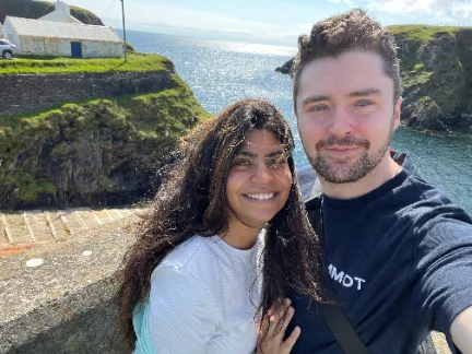 Dan and Komal on the Irish coast